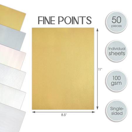 Better Office Products Designer Textured Paper, Letter Size, 6 Asst'd Colors, Gold, Silver, Iridescent Effects, 50PK 64504